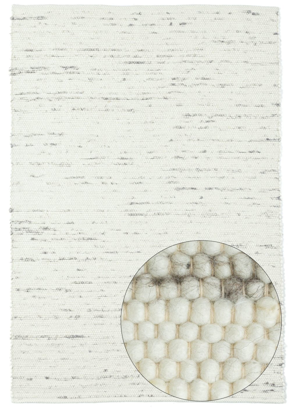 THEKO Tapis tissé à la main en laine naturelle blanc 290x390 style campagne Beige
