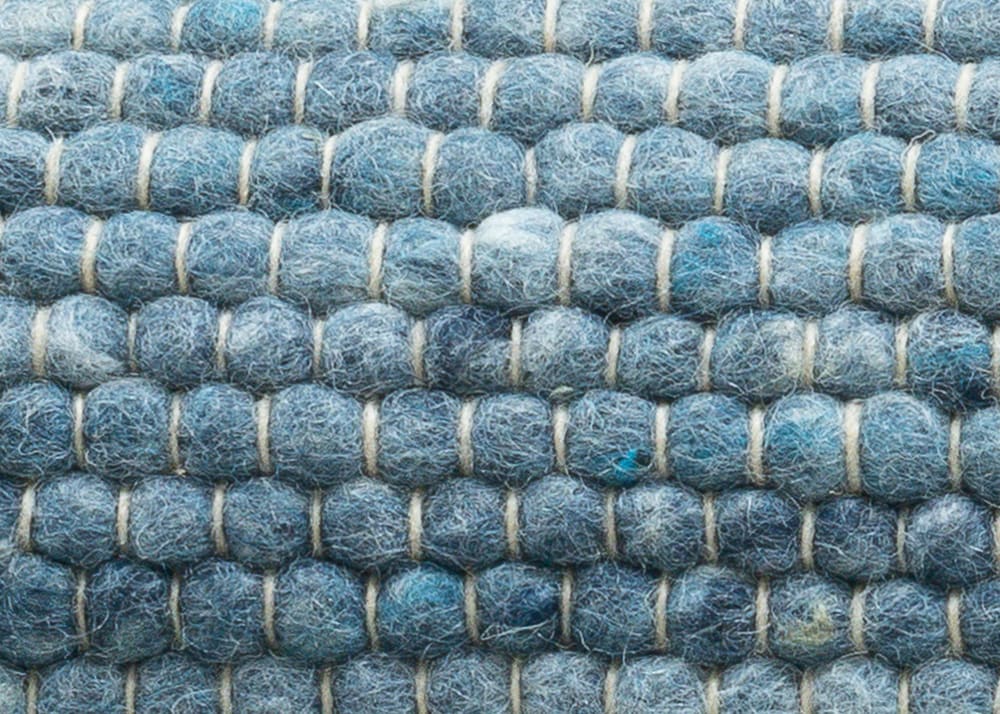 Tapis tissé main en laine vierge - bleu 70x140 cm — vue 4