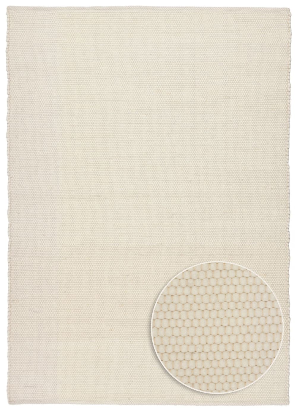Tapis tissé main en laine vierge - blanc 70x140 cm