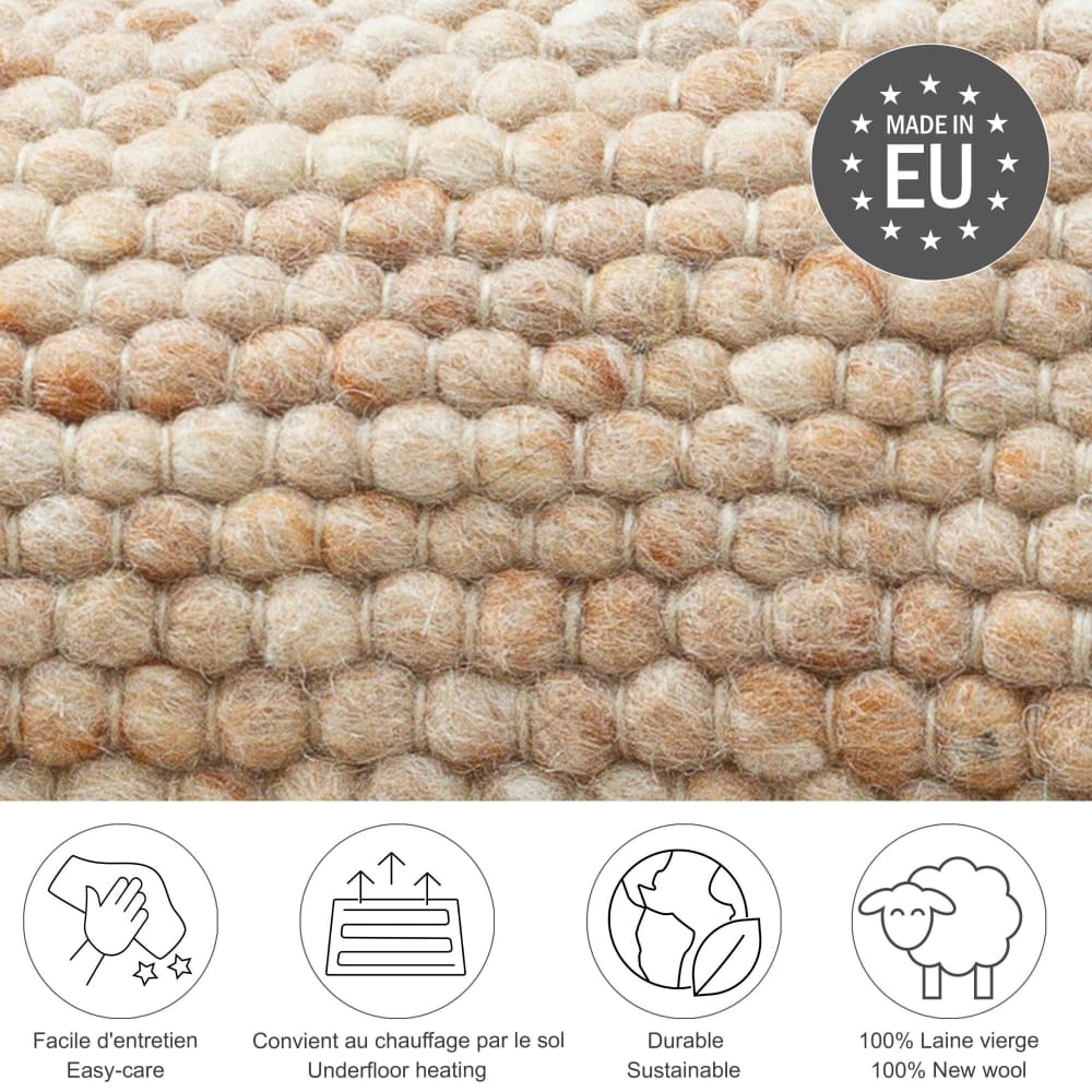 Tapis tissé main en laine vierge - Beige foncé 40x60 cm — vue 4