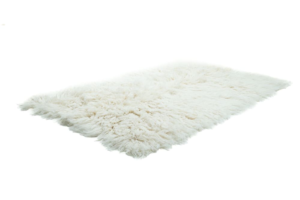 Tapis flokati en laine vierge blanc 40x60 cm — vue 3
