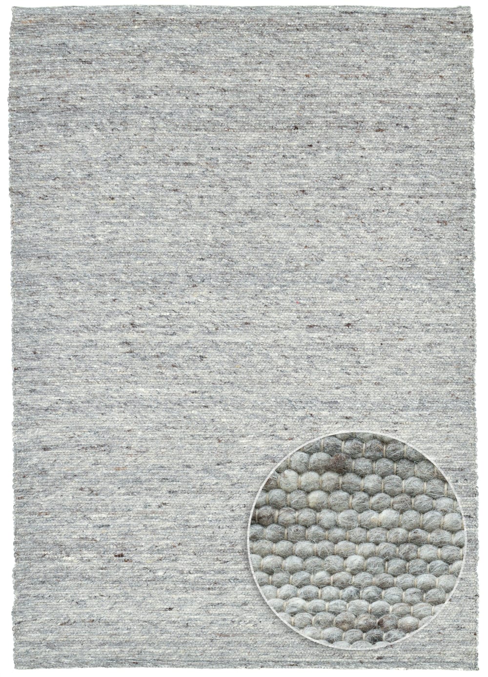 THEKO Tapis tissé main en laine vierge - gris 90x160 cm style campagne Beige