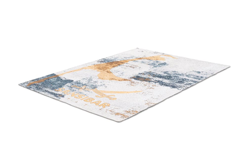 Tapis tissé en polyester et coton or multicolore 80x160 cm - Maisons du Monde
