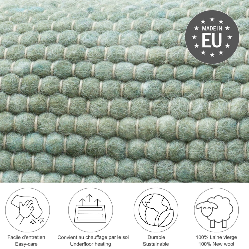 Tapis tissé main en laine vierge - vert 70x140 cm — vue 4