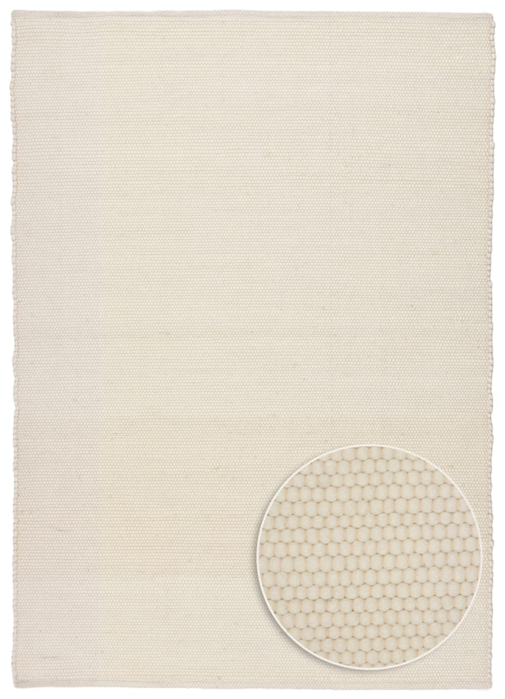 Tapis tissé main en laine vierge - blanc 90x160 cm