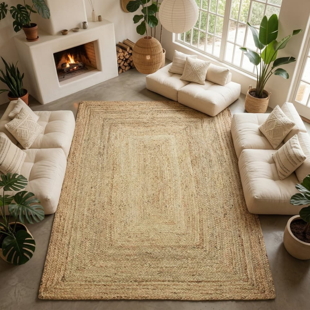 Tapis en jute tressé naturel artisanal 250x300