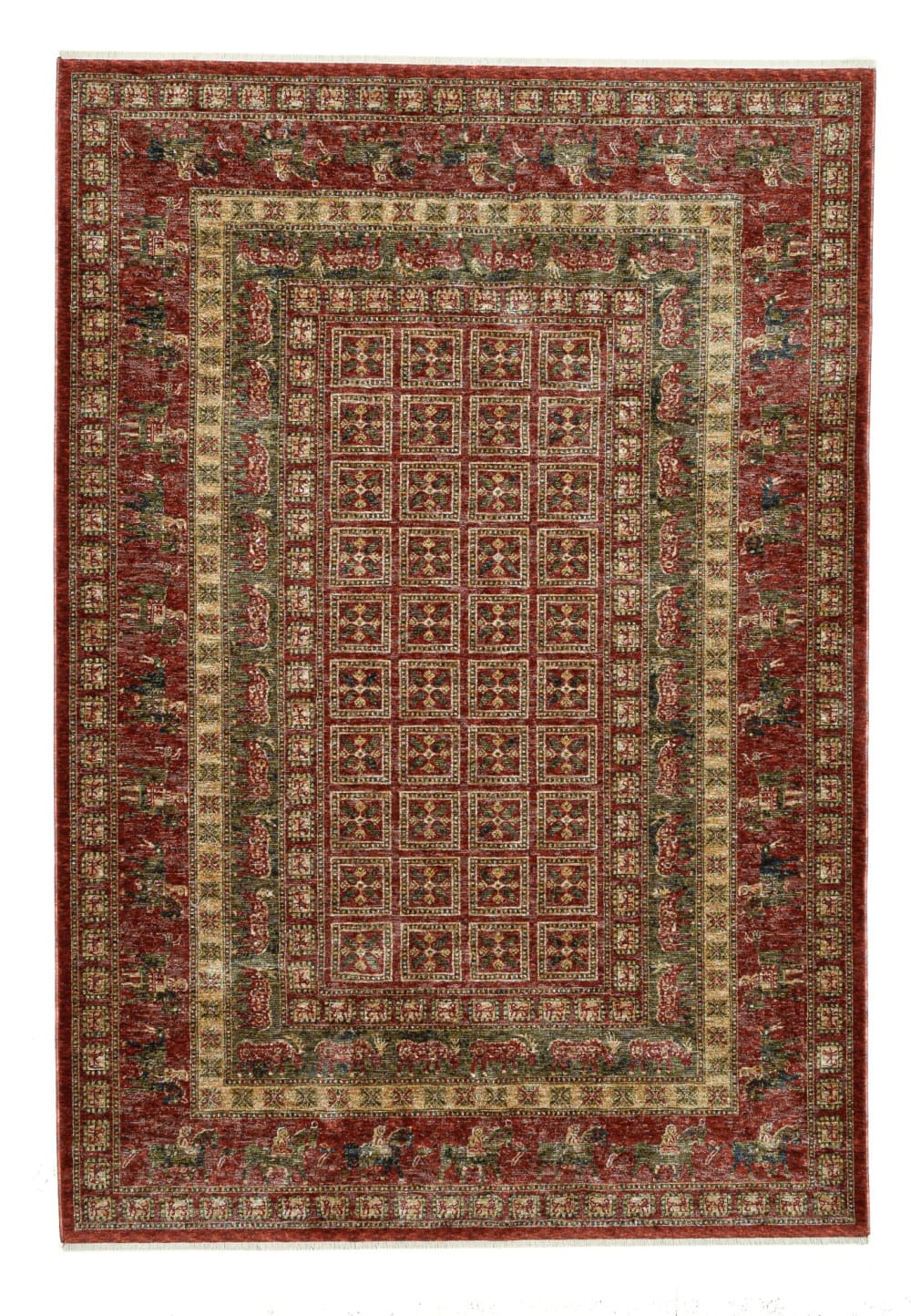 Tapis à bordure classique en polyester rouge multicolore 40x60 cm