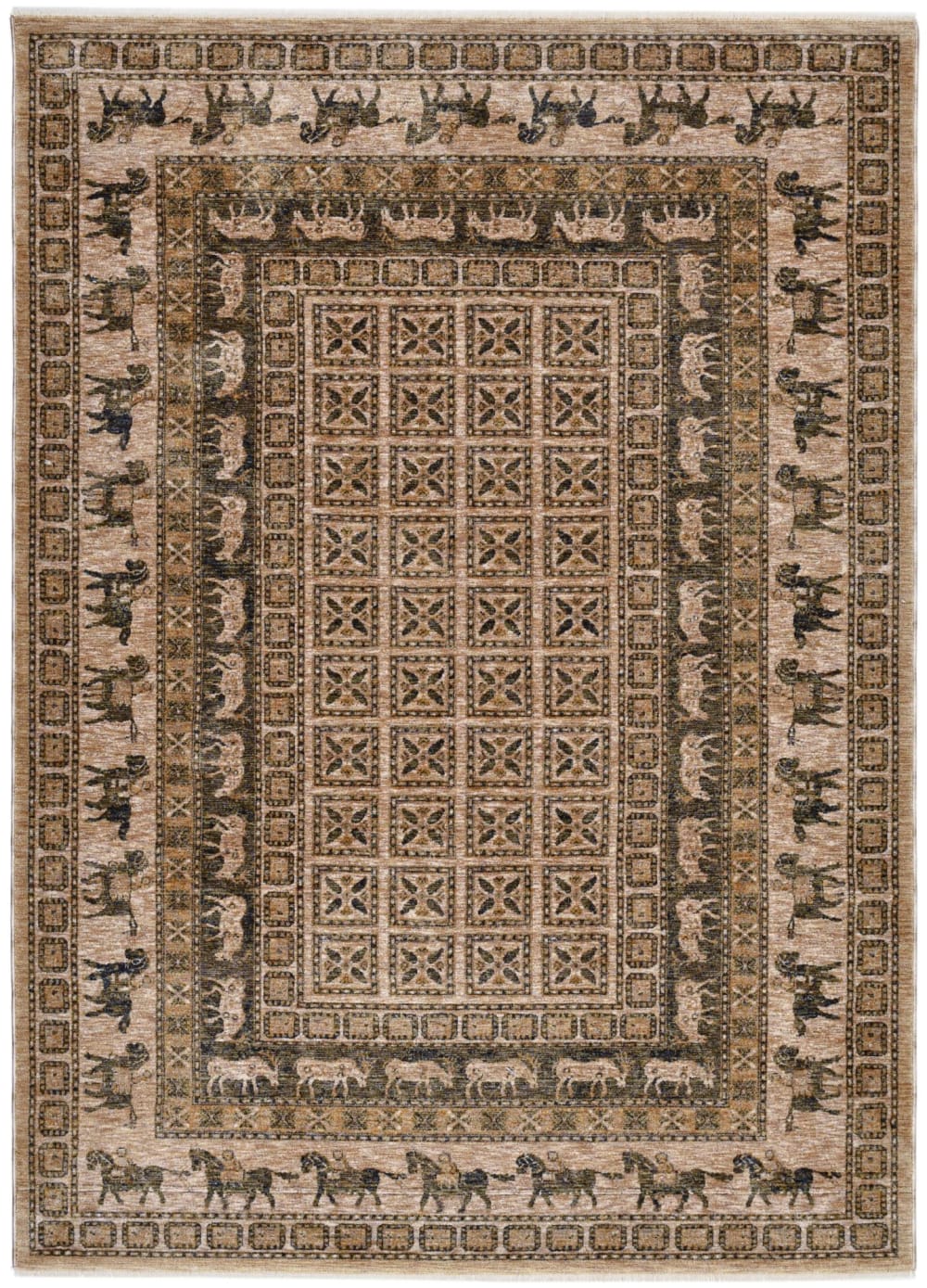 THEKO Tapis à bordure classique en polyester beige multicolore 80x150 cm style vintage - Pes - Polyester