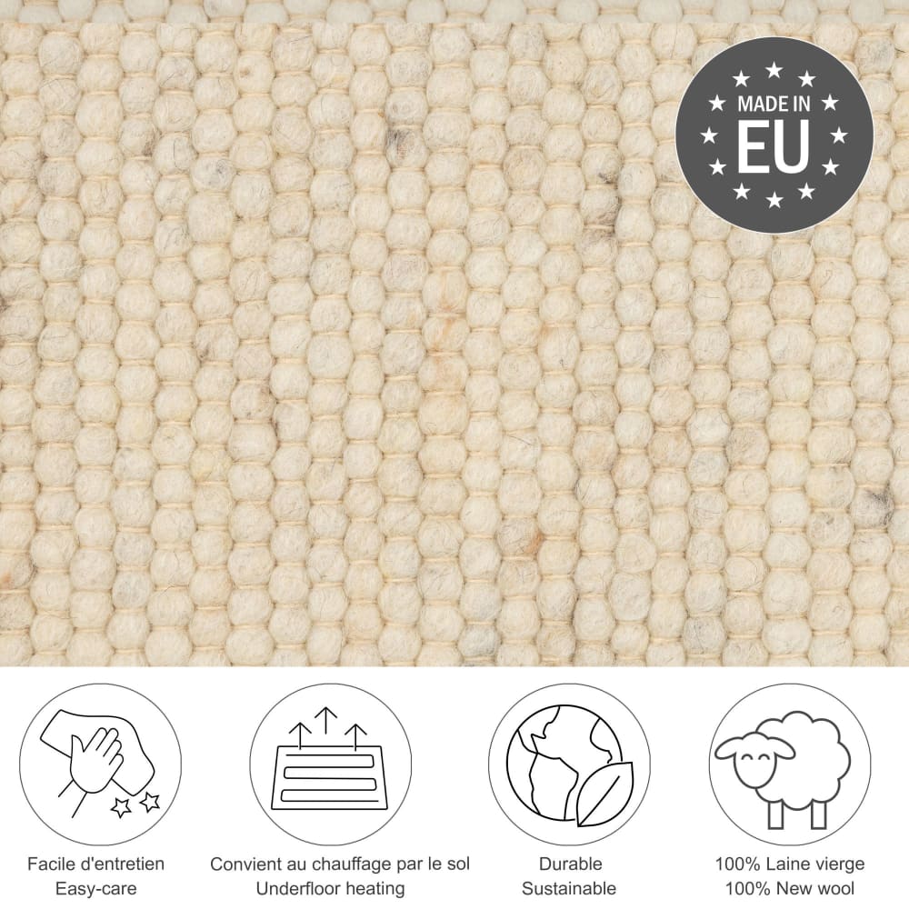 Tapis tissé main en laine vierge - beige 40x60 cm — vue 4