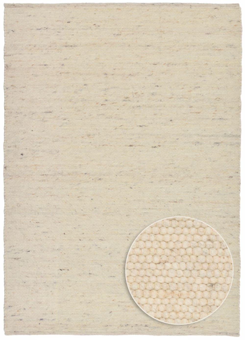 Tapis tissé main en laine vierge - blanc 90x160 cm