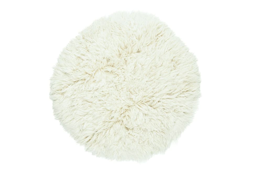 Tapis flokati en laine vierge blanc D70 cm Tapis flokati en laine vierge blanc D70 cm