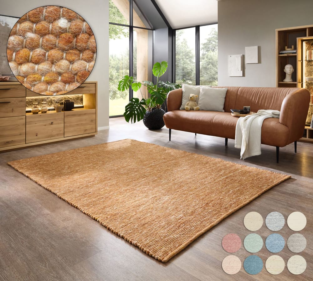 Tapis tissé main en laine vierge - terracotta 120x180 cm — vue 3