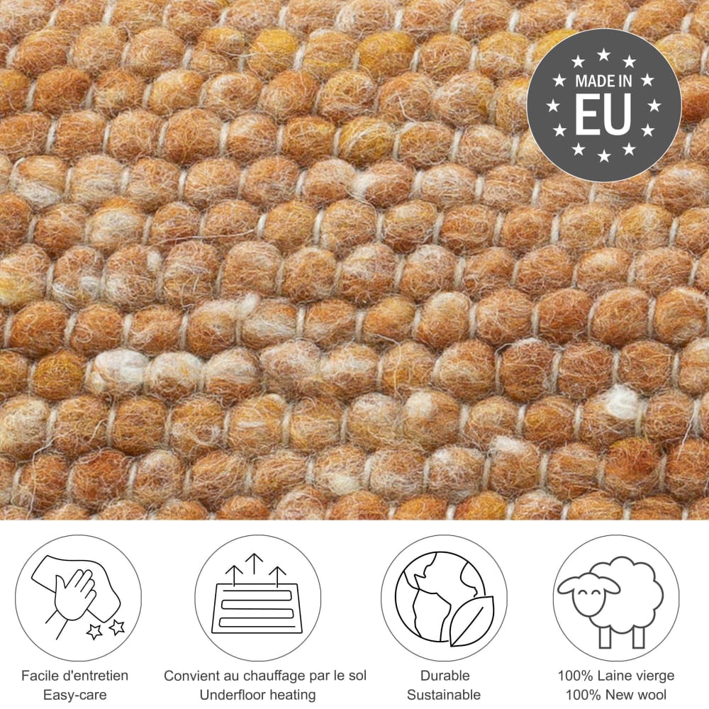 Tapis tissé main en laine vierge - terracotta 40x60 cm — vue 4