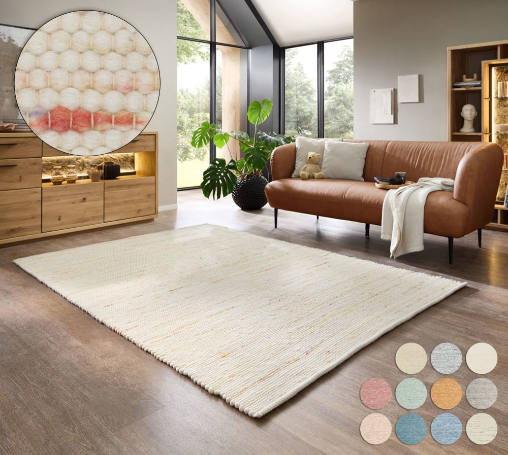 Tapis tissé main en laine vierge - multicolore pastel 40x60 cm — vue 3