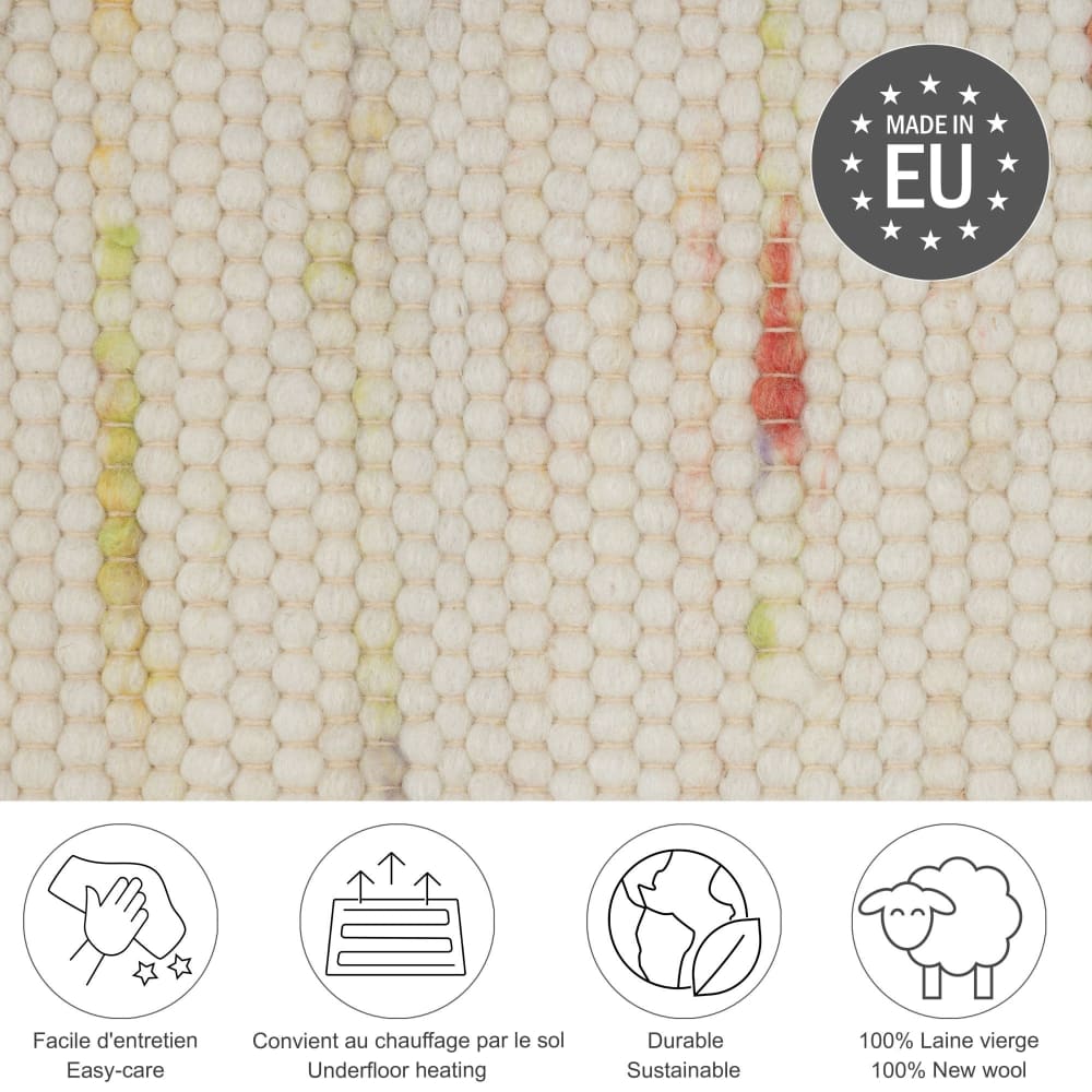Tapis tissé main en laine vierge - multicolore pastel 40x60 cm — vue 4
