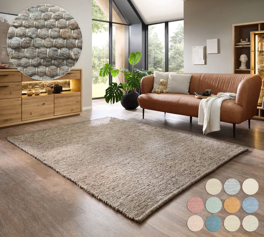 Tapis tissé main en laine vierge - marron 90x160 cm — vue 3