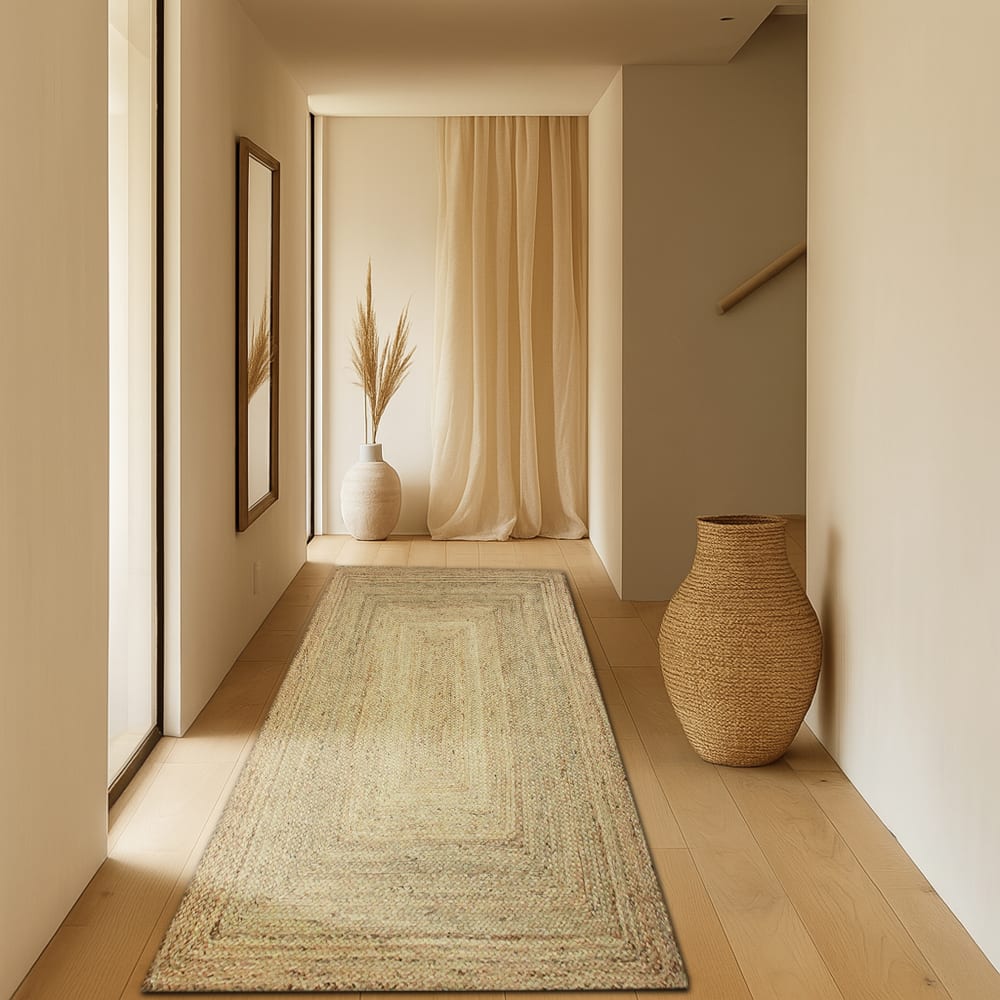 Tapis en jute tressé naturel artisanal 80x250