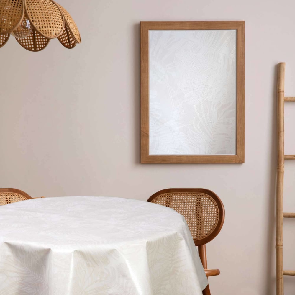 Nappe en toile cirée ronde beige nacré d. 150 cm Nappe en toile cirée ronde beige nacré d. 150 cm
