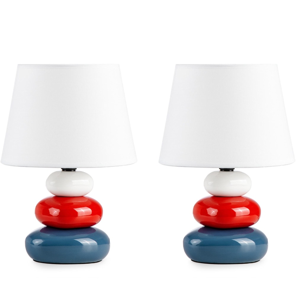 KONSIMO 2er Set Nachttischlampen, Dunkelblau, Tischlampe - Keramik