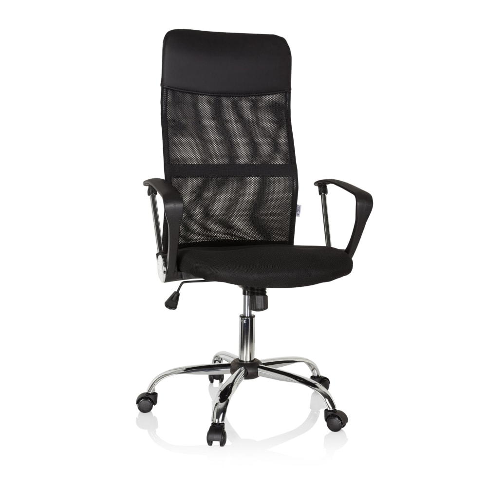 hjh OFFICE Home Office Chefsessel aus Kunstleder/Netzstoff, Schwarz Schwarz