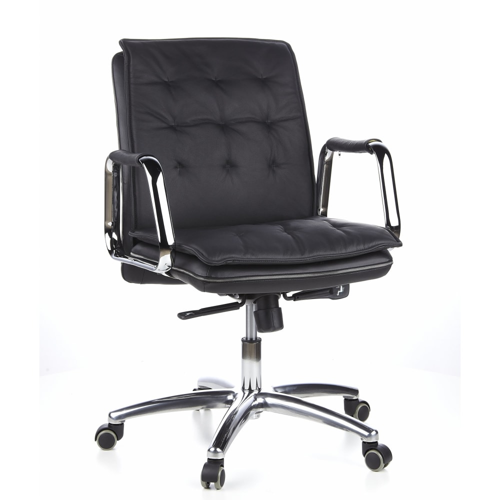 hjh OFFICE Profi Chefsessel aus Leder, Schwarz Schwarz Leder