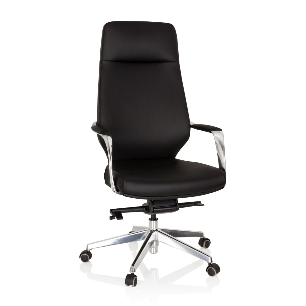 hjh OFFICE Profi Chefsessel aus Kunstleder, Schwarz Schwarz Stoff