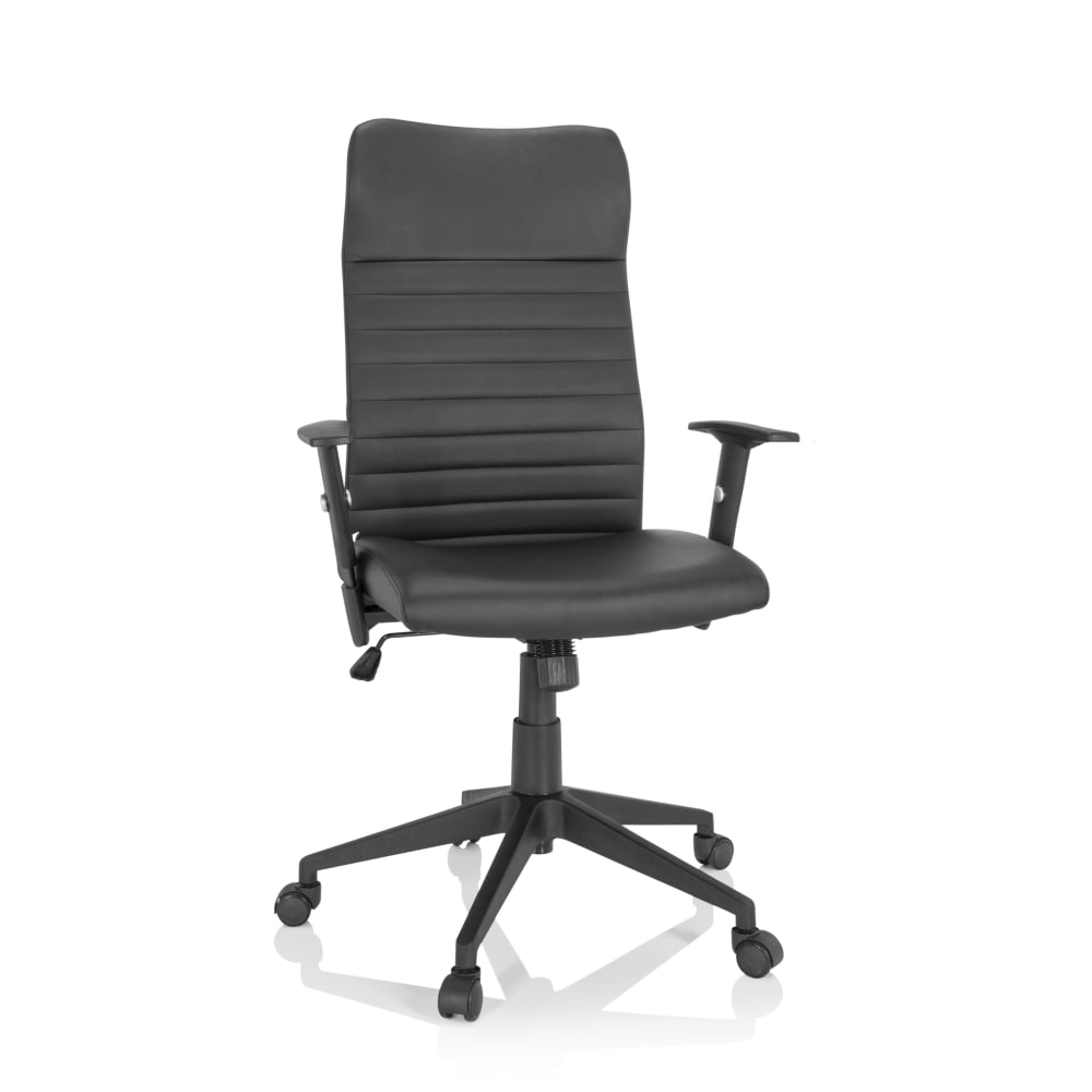 hjh OFFICE Home Office Bürostuhl aus Kunstleder, Schwarz Schwarz Stoff