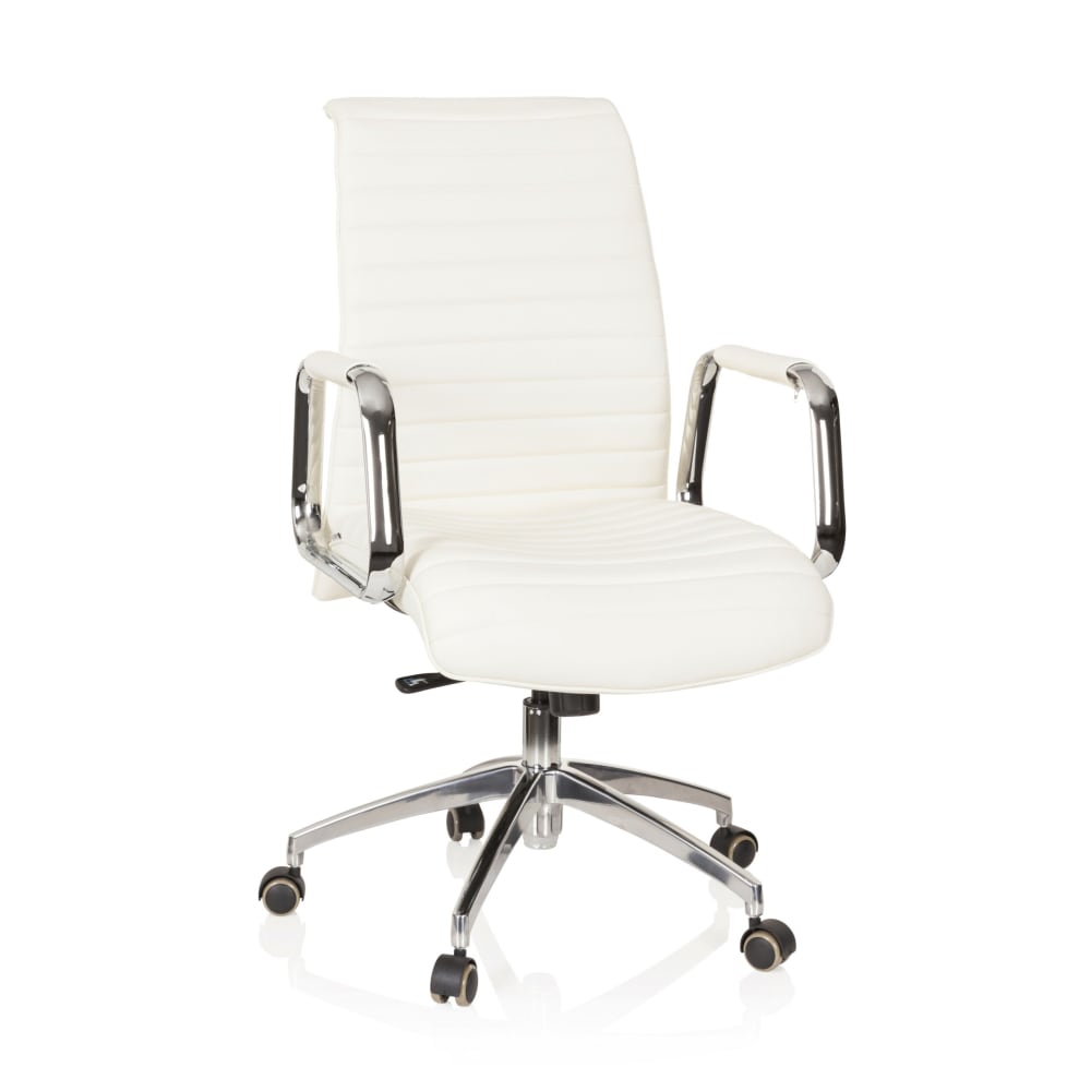 hjh OFFICE Profi Chefsessel aus Leder, Cremeweiß - Leder