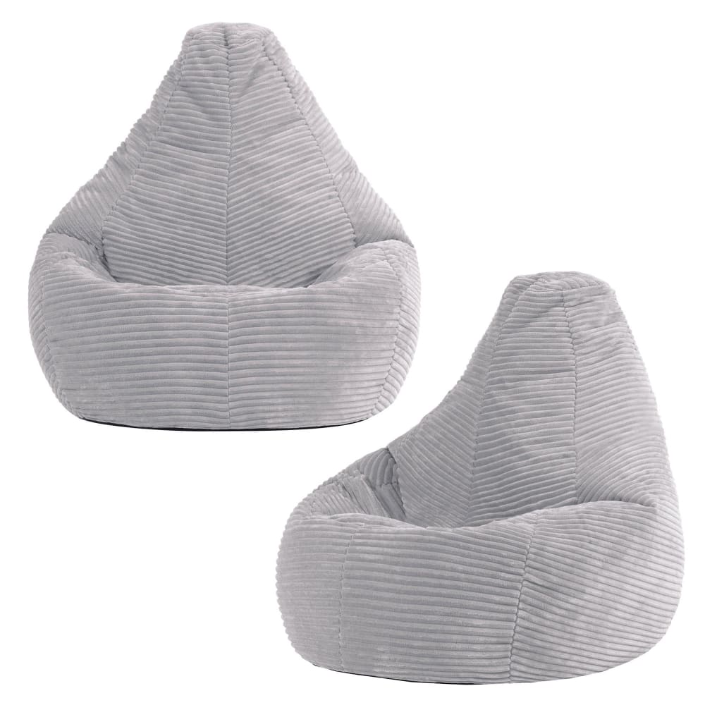 Icon 2er Set Sitzsäcke für Kinder aus Cord mit hoher Rückenlehne, Hellgrau style classic chic Samt Kinder