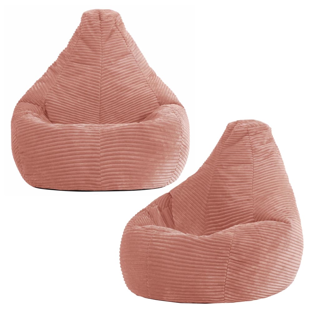 Icon 2er Set Sitzsäcke für Kinder aus Cord mit hoher Rückenlehne, Rosa style classic chic ROSA SAMT Kinder