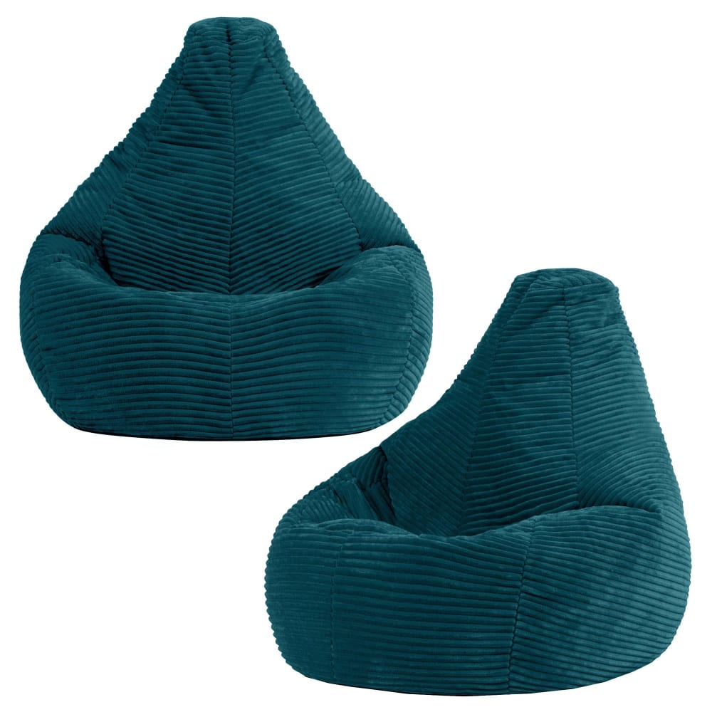 Lot de 2 poufs poire - bleu canard