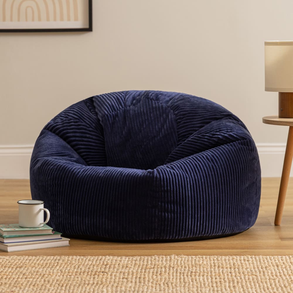 Lot de 2 poufs velours côtelé bleu marine - Maisons du Monde