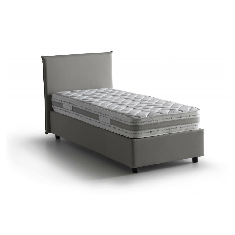 Lit simple en tissu gris 90x200 cm