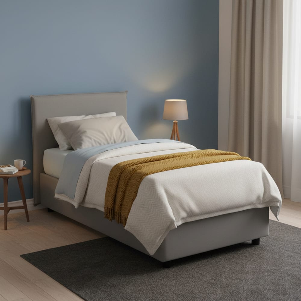 Lit simple en tissu gris 90x200 cm - Maisons du Monde