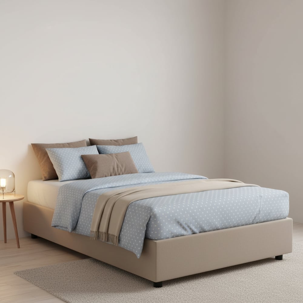 Lit demi-carré en similicuir gris tourterelle 120x190 cm - Maisons du Monde