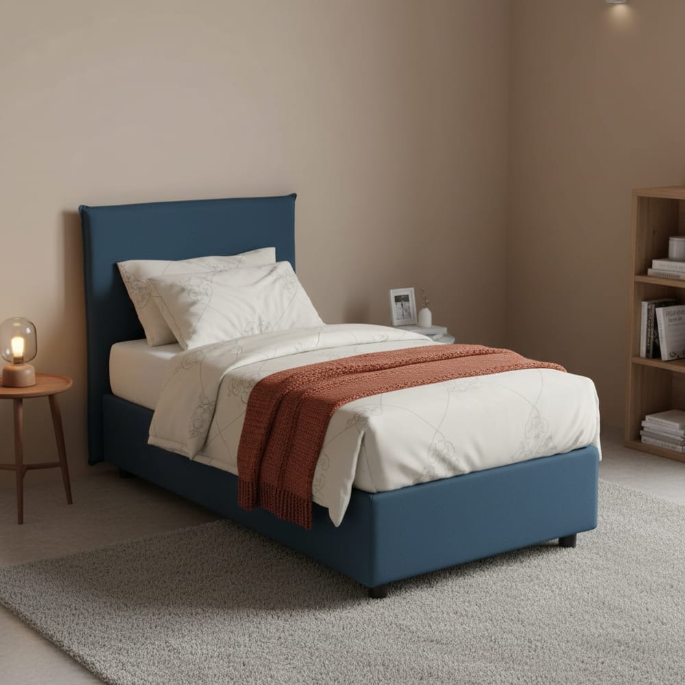 Lit simple en tissu bleu 90x200 cm - Maisons du Monde