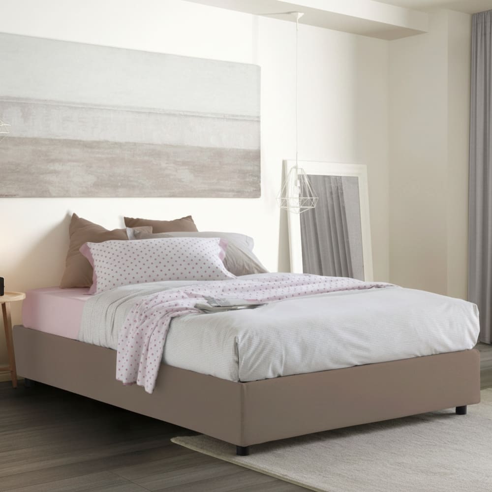 Lit double en tissu gris tourterelle 160x200 cm - Maisons du Monde