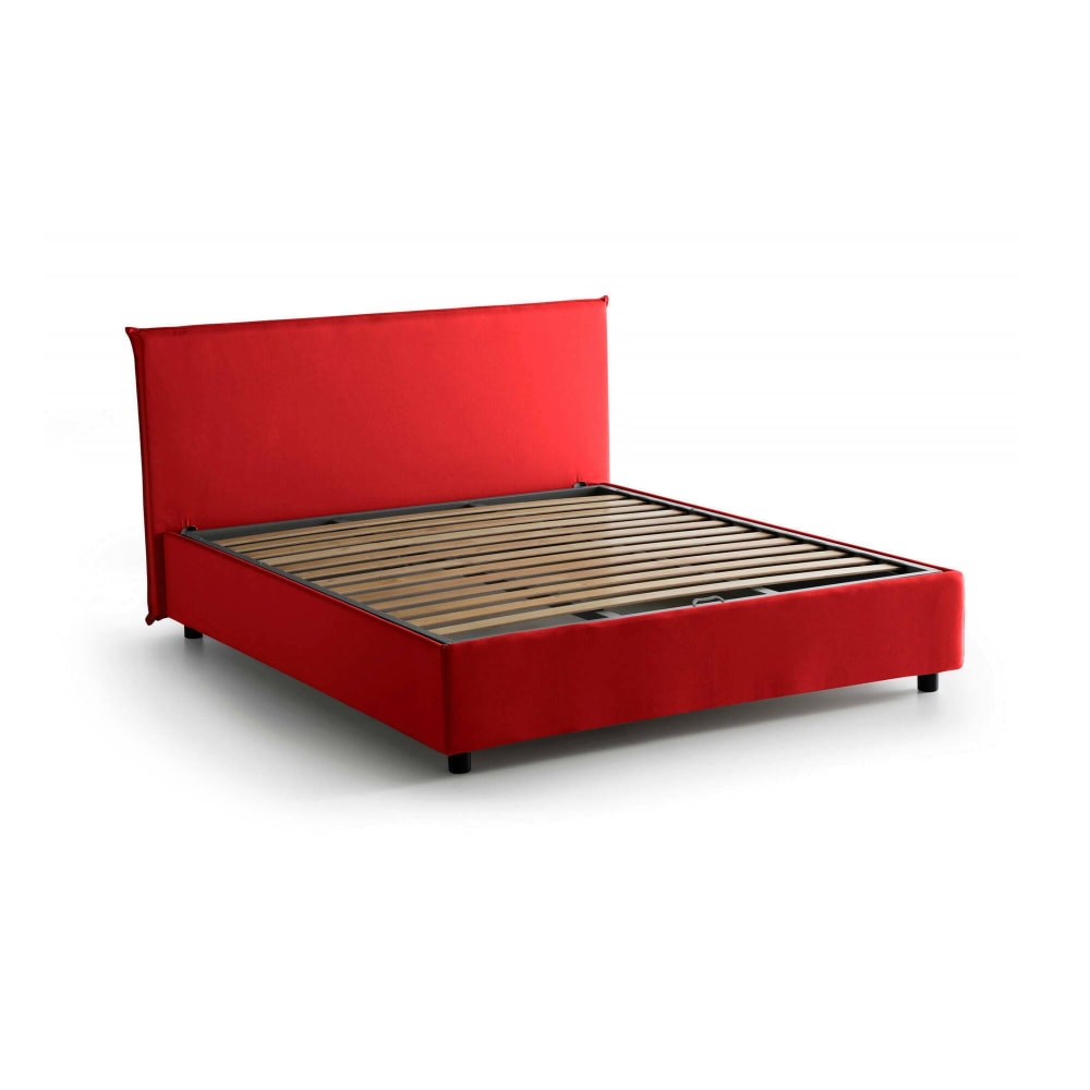 Talamo Italia Französisches Bett aus rotem Stoff 140x190 cm style modern Öko-Tex Zertifikat - Holz