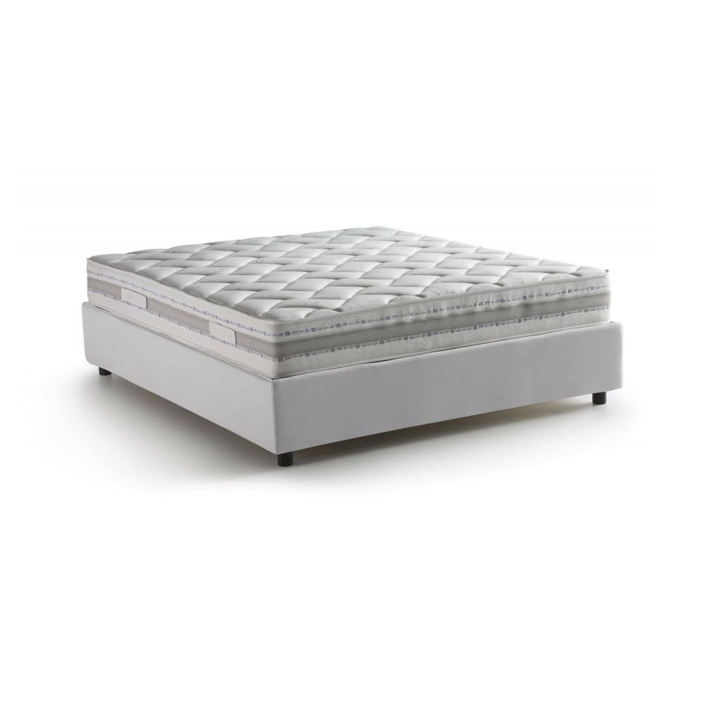 Lit double en similicuir blanc 160x190 cm