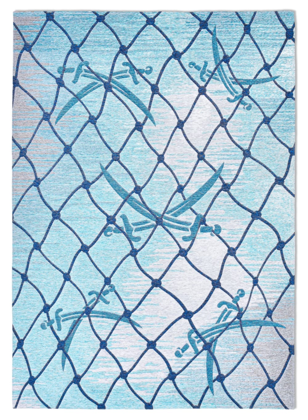 THEKO Teppich aus Polyester und Baumwolle gewebt türkis 60x90 cm Blau Pes - Polyester
