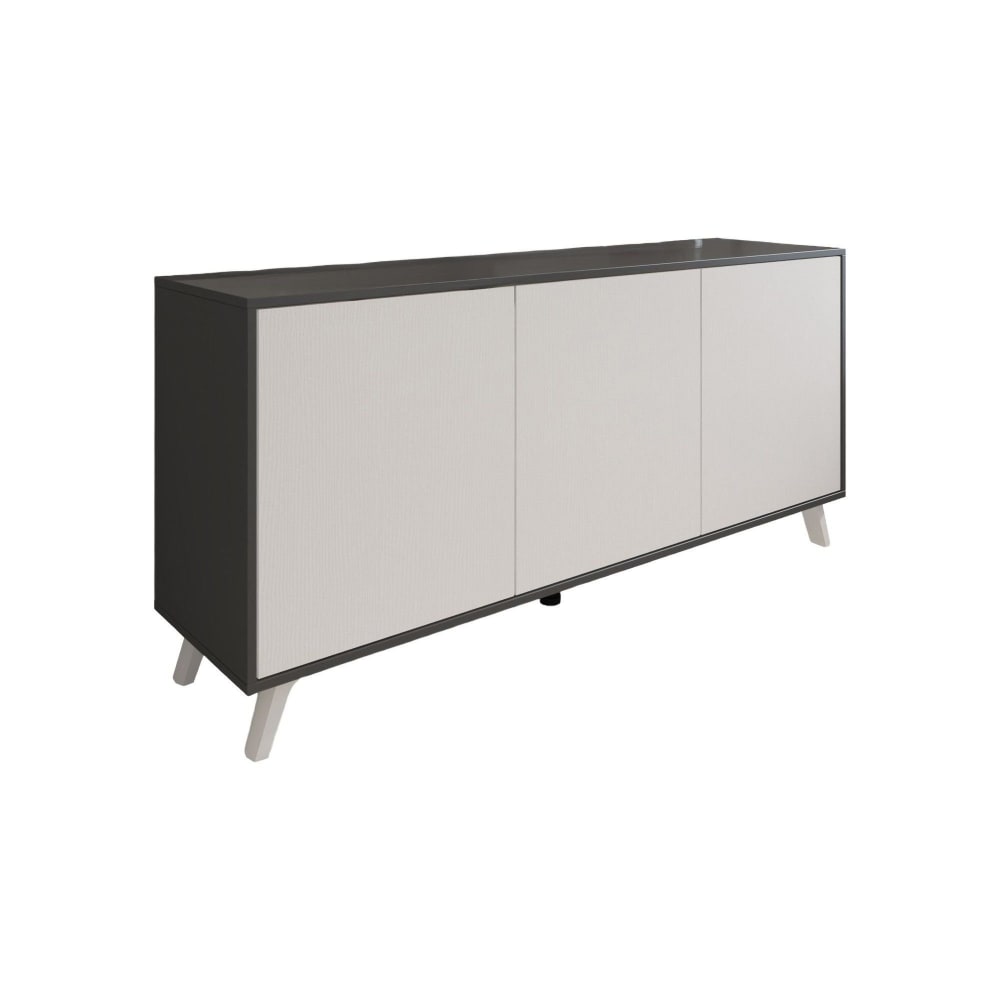 Dmora Anthrazitfarbenes Sideboard in Holzoptik, weiß 154x40h72 cm style modern Schwarz Holz