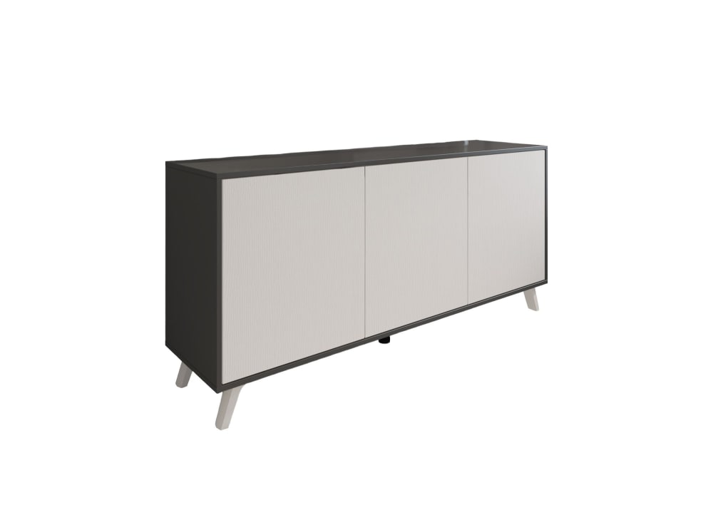 Buffet effet bois anthracite, blanc 154x40h72 cm