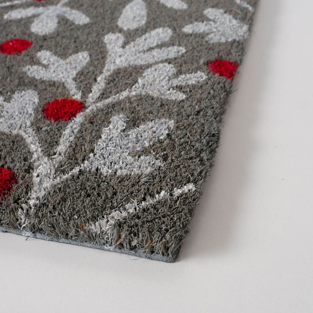 Paillasson coco fleuri gris, blanc, rouge 60x40x1.5cm - Maisons du Monde