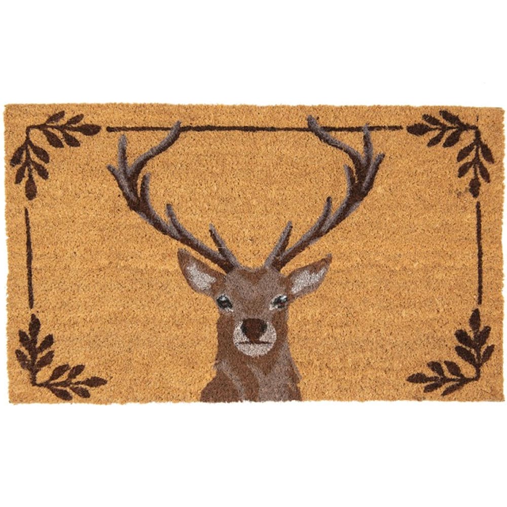 WADIGA Paillasson en coco avec motif cerf. Dimensions:75x45x1cm Matière: Coco Couleur: Marron
