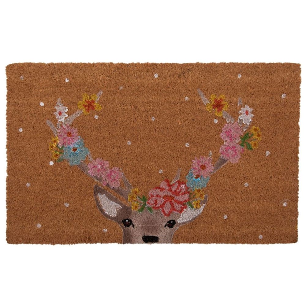WADIGA Paillasson en coco avec motif cerf. Dimensions:75x45x1cm Matière: Coco Couleur: Multicolore