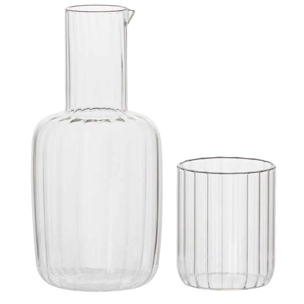 Carafe à eau en verre + 1 verre 800ml