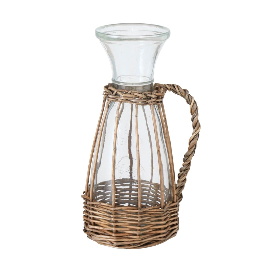 Carafe à eau ou jus de fruits en verre et bois 500ml