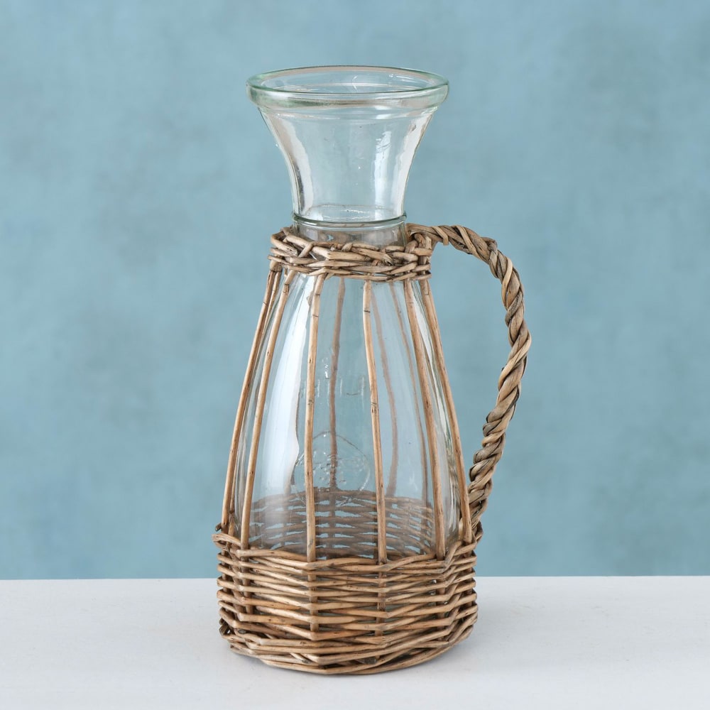Carafe à eau ou jus de fruits en verre et bois 500ml - Maisons du Monde