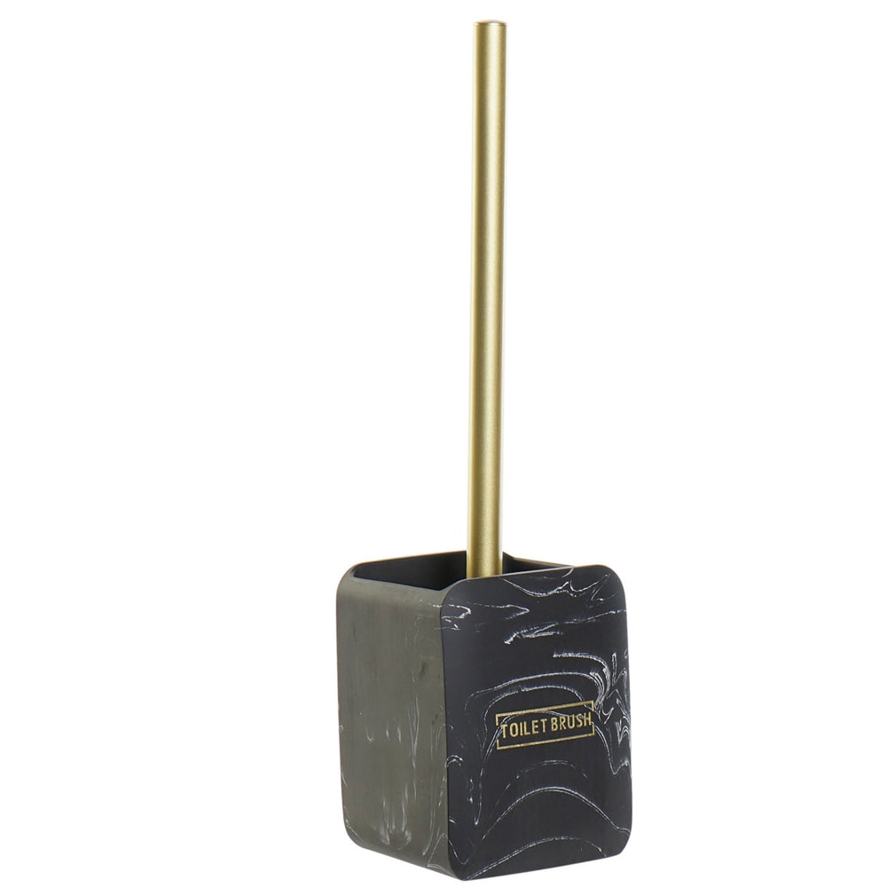 Brosse wc résine effet marbre noir 9.5x9.5x37cm
