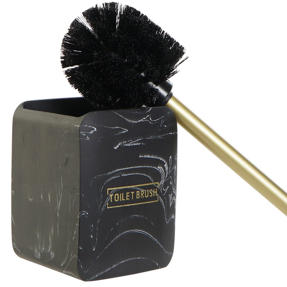 Brosse wc résine effet marbre noir 9.5x9.5x37cm — vue 3